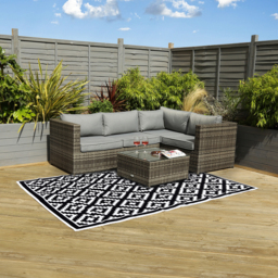 Lightweight Waterproof Indoor Outdoor Rug - Black / 230cm - thumbnail 4