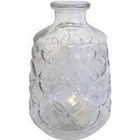 Clear Glass Embossed Pattern Bottle Vase - Clear - thumbnail 1