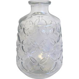 Clear Glass Embossed Pattern Bottle Vase - Clear - thumbnail 2