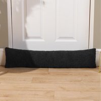 Boucle Textured Door Draught Excluder Draft Insulator - Black