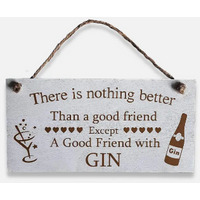 Good Friend With Gin Wooden Hanging Wall Plaque - White - thumbnail 1