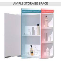Wall Mount Mirror Cabinet Storage Bathroom Cupboard with Shelves - White - thumbnail 5