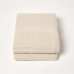 Homescapes Kashi Cotton Throw with Tassels - Natural / 255cm - thumbnail 3
