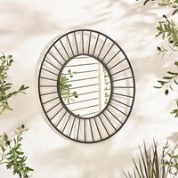 Raya Black Medium Round Spoke 70cm Garden Mirror - Black