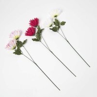 Homescapes Artificial Chrysanthemum Single Stem Set of 3, 60cm - Pink, Green, White - thumbnail 1