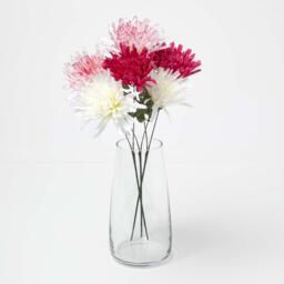 Homescapes Artificial Chrysanthemum Single Stem Set of 3, 60cm - Pink, Green, White - thumbnail 3