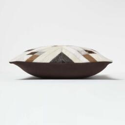 Geometric Star Brown Cream Leather Cushion - Brown - thumbnail 4