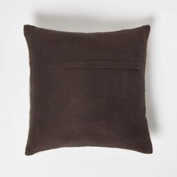 Geometric Star Brown Cream Leather Cushion - Brown - thumbnail 3
