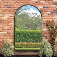 MirrorOutlet The Arcus Framed Arched Garden Mirror  - Black