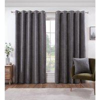 Rivington Heavyweight Eyelet Curtains - Grey / 183cm / 229cm - thumbnail 1