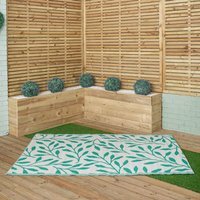 1.5m x 2.1m Green Leaves Large Outdoor Alfresco Patio Rug Mat - Green
