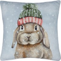 Winter Rabbit Printed Cushion - Multicolour / 80 Feather 20 Polyester