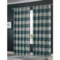 Printed Check Curtains - Emerald Green / 167cm / 228cm