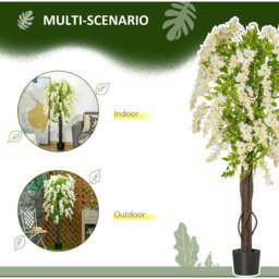 HOMCOM Artificial White Wisteria Tree - White - thumbnail 4