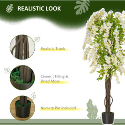 HOMCOM Artificial White Wisteria Tree - White - thumbnail 3