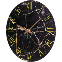 Dark Marble Textured Roman Wall Clock - Black and Gold - thumbnail 3