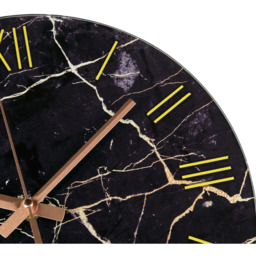 Dark Marble Textured Roman Wall Clock - Black and Gold - thumbnail 5