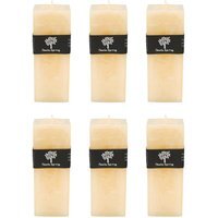 Square Vanilla Pillar Candles - 110 Hours - Cream - Pack of 6 - Natural