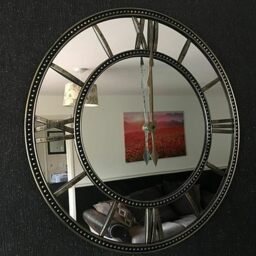 Double Row Round Beaded Edge Vintage Wall Clock Ornate Brass Mirrored Face 56 Cm - GOLD - thumbnail 3