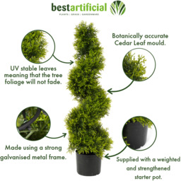 Best Artificial 3ft - 90cm Cedar Spiral Conifer Topiary Tree - Green - thumbnail 5