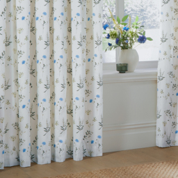 Meadow Cotton Pencil Pleat Curtain Pair - White / 229cm - thumbnail 3