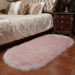 Livingandhome Pink Oval Shaggy Area Rug - Pink / 180cm - thumbnail 2