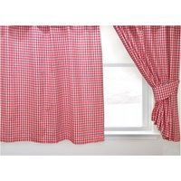 Gingham Check Cherry Curtains Or Pelmets Red Pencil Pleat Header - Cherry Red / 46in / 48in