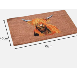 Highland Cow Door Mat Natural Coir - Brown - thumbnail 3