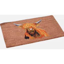 Highland Cow Door Mat Natural Coir - Brown - thumbnail 2