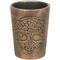 Bronze Effect Terracotta Plant Pot with Motif - Tree of Life