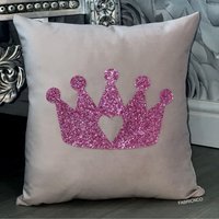 Soft Pink Sparkly Princess Crown Cushion - Soft Pink