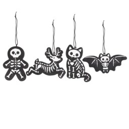 Creepy Skeleton Cookie Ornaments Set Of 4 For Creepmas - Black - thumbnail 3