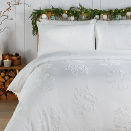 Snow Crystal Tufted Duvet Cover Set Super King - White - thumbnail 3