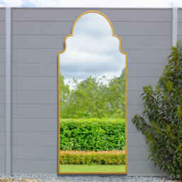 Arcus Crown Arch Leaner Outdoor Wall Garden Mirror - Gold / 200cm - thumbnail 2