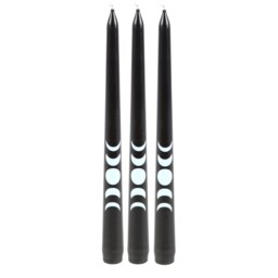Set of 3 Black Magic Taper Candles - Pentagram/Moon - thumbnail 5
