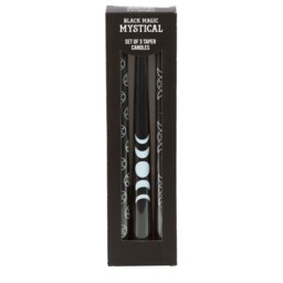 Set of 3 Black Magic Taper Candles - Pentagram/Moon - thumbnail 3