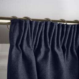 Velvet Chenille Thermal Fleece Lined Pencil Pleat Taped Top Door Curtain - Navy - thumbnail 4