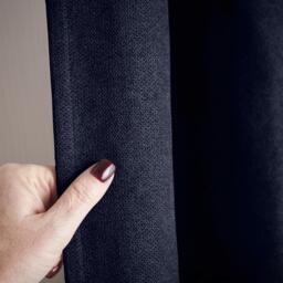 Velvet Chenille Thermal Fleece Lined Pencil Pleat Taped Top Door Curtain - Navy - thumbnail 5