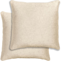 Pair of Vogue Textured Cushion Covers - 43x43cm - Cases Only - Cream - thumbnail 3