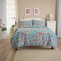 Deyongs Floral Mosaic duvet set in printed 132TC cotton-polyester - BLUE / Single