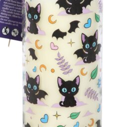Cute Creepy Cat Print Lavender Tube Candle Gothic Home Decor - White - thumbnail 2
