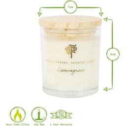 Soy Wax Scented Candle  Reed Diffuser Set - 130g - Lemongrass - Cream - thumbnail 3
