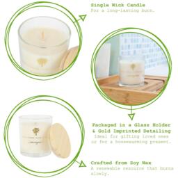 Soy Wax Scented Candle  Reed Diffuser Set - 130g - Lemongrass - Cream - thumbnail 2