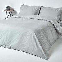 Egyptian Cotton Duvet Cover with Pillowcase - Silver / King