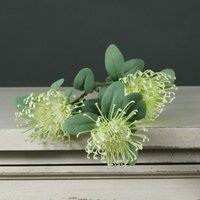 Artificial Leucospermum Stem, 3 Heads 78cm - Green