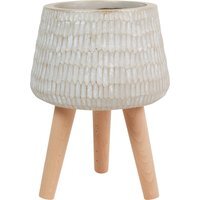 Flower Pot with Beech Wood - Neutral
