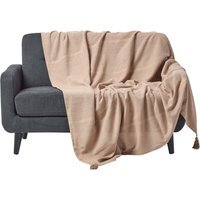 Homescapes Cotton Rajput Ribbed Throw - Beige / 255cm / 1.56kg