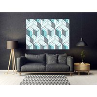 'Cubes' Graphic Art Print on Canvas - Blue / 41cm / 61cm - image 1