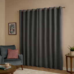Set of 2 The Ultimate Velvet Blackout Eyelet Curtains - Charcoal / 168cm / 183cm - thumbnail 3