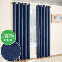 Pair of Vogue Eyelet Thermal Dimout Curtains - Navy / 117cm / 229cm - thumbnail 1